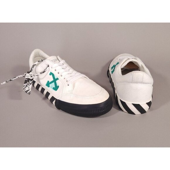 Off-White Other - OFF-WHITE Low Vulcanized Canvas Sneakers 44 11 Mens Green White Trainers Virgil